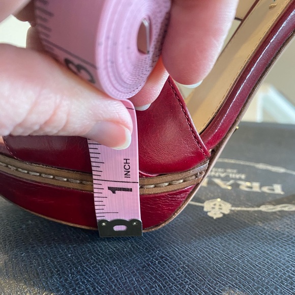 Prada Platform Red Sandals Slingback Heels - Picture 13 of 14